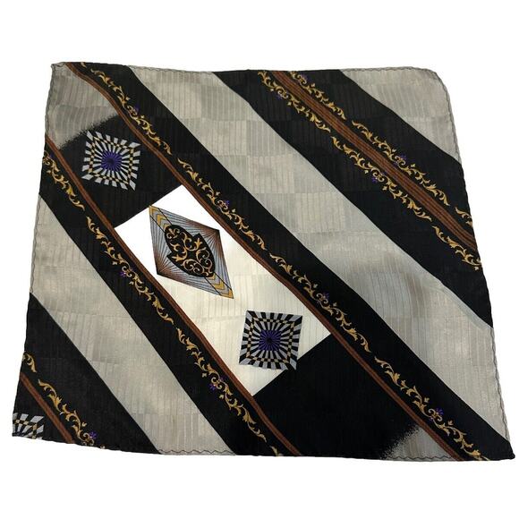 10” Satin 100% Silk Pocket Square, Hanky, handkerchief, Black And Tan Hand Roll - Picture 1 of 8